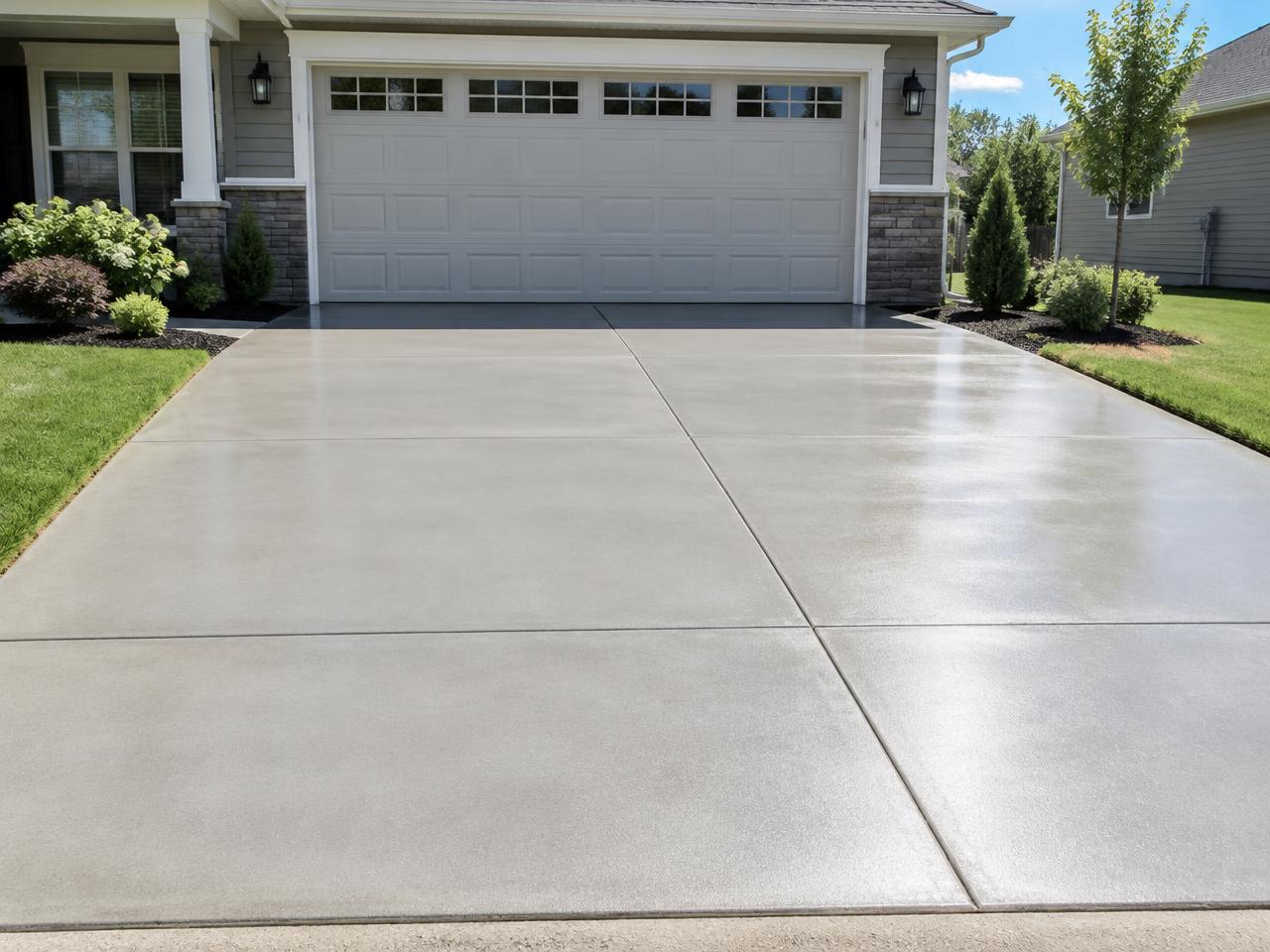 Sealed concrete patio with a smooth matte finish